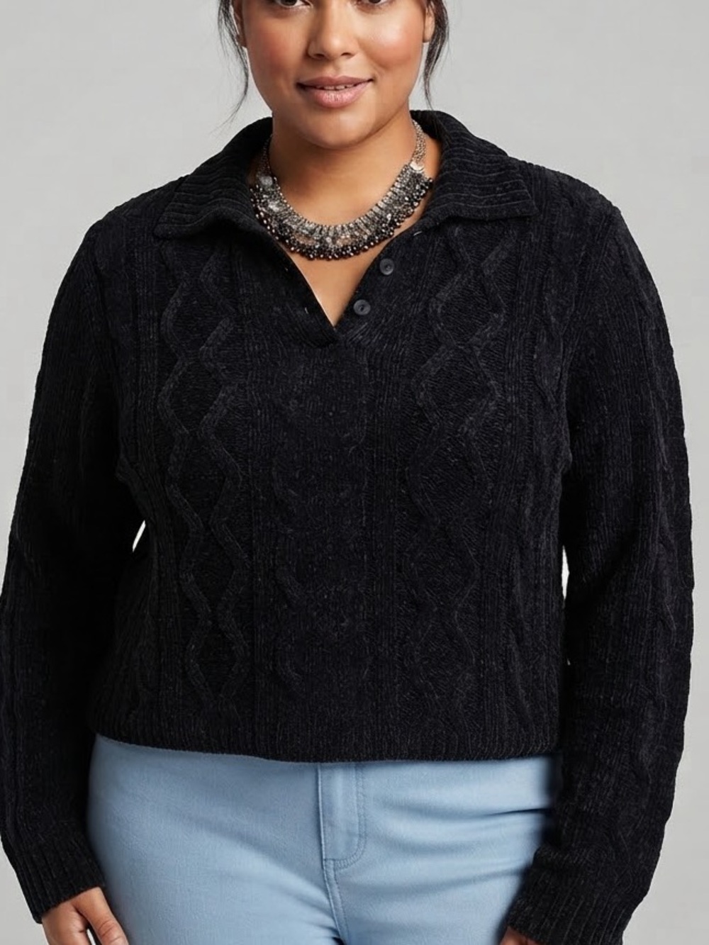 TITICO’S Black Ribbed Crewneck Sweater XL